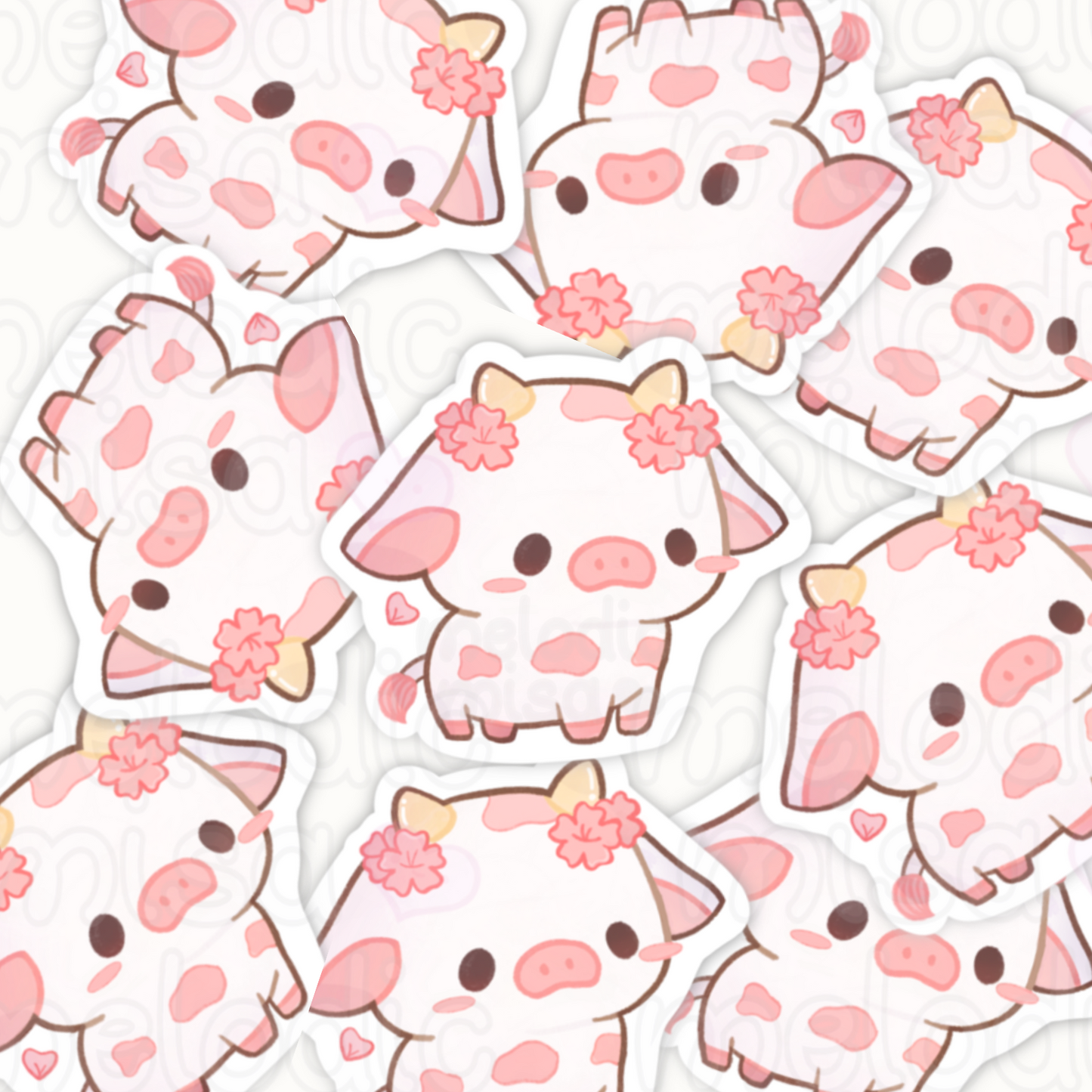 Sakura Cow Sticker