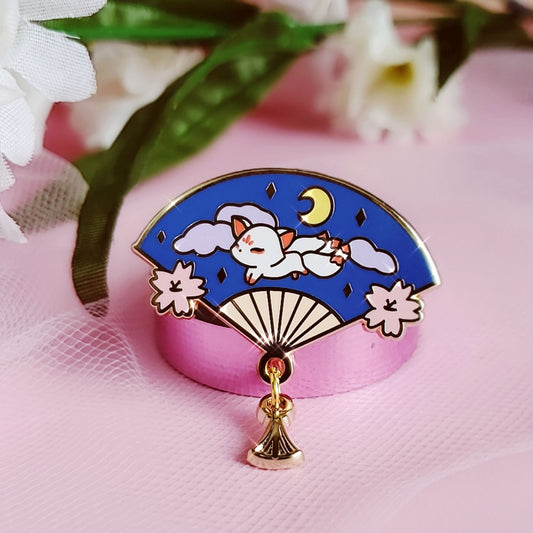 Kitsune Fan Enamel Pin