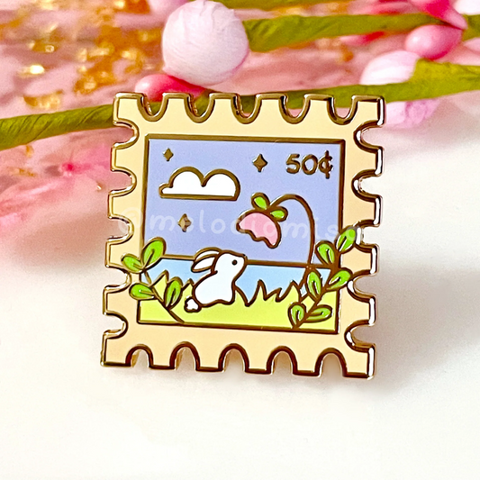 Bunny Stamp Enamel Pin