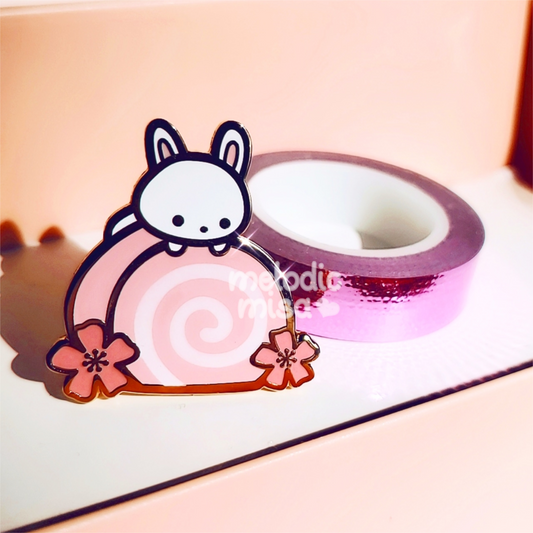 Bunny Cake Log Enamel Pin